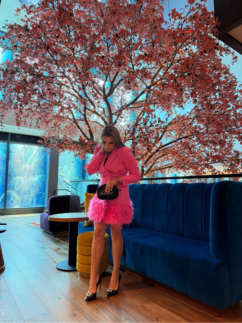 Fashion Nova Hot Pink Feather Hem Blazer - Picture 13 of 15